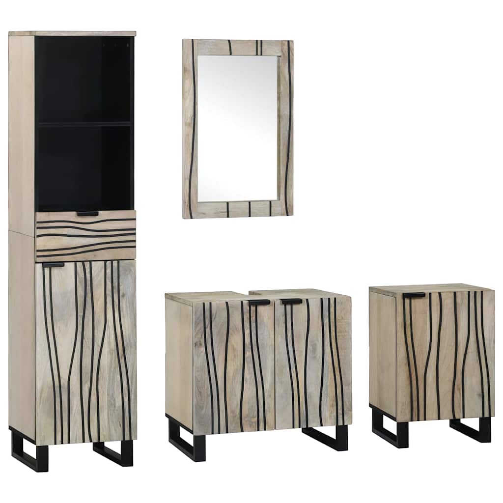 Badezimmermöbel-Set 4 Stk. Walnussbraun Holzwerkstoff