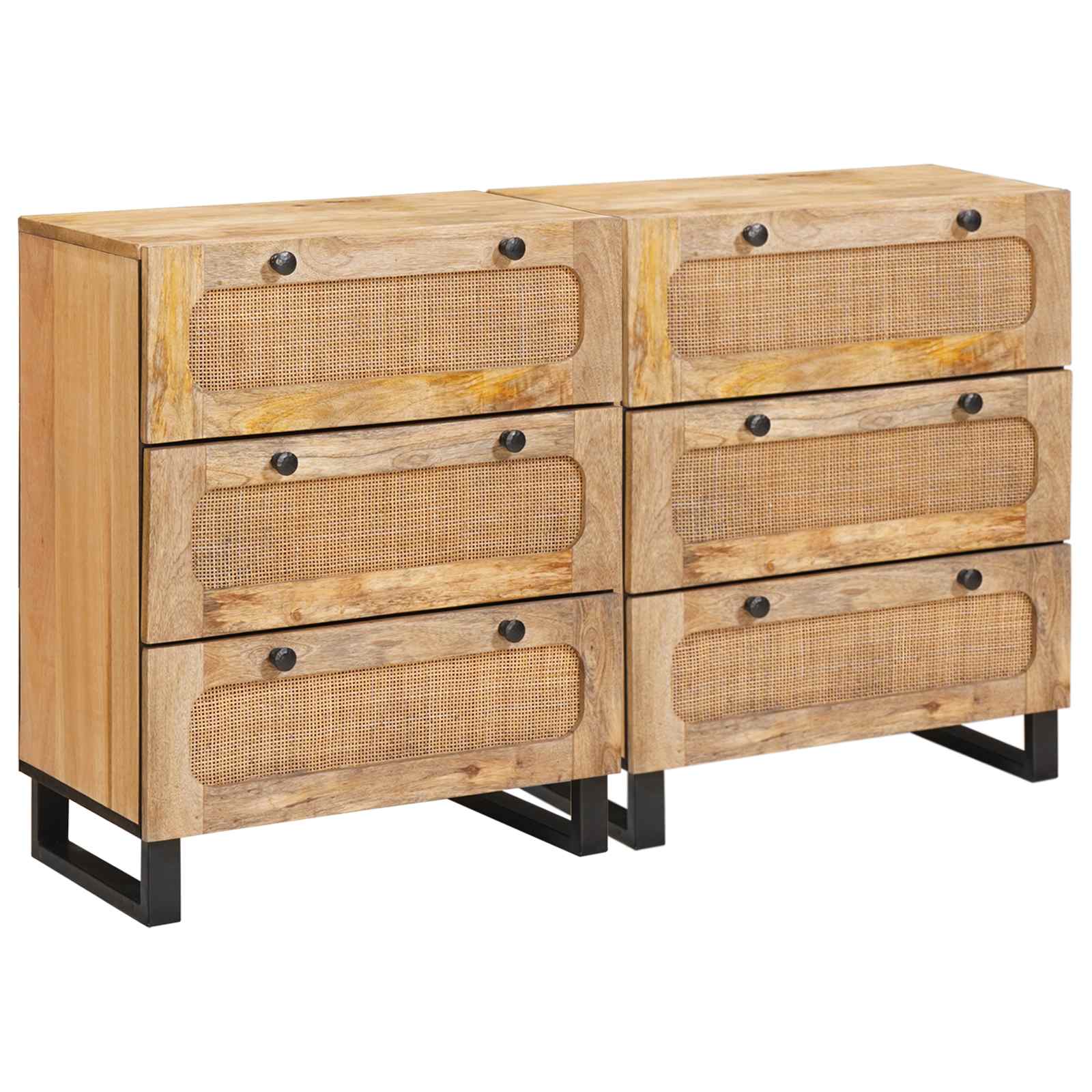 Sideboard 2 stk. 60 x 33 x 75 cm Massivholz Mango Braun