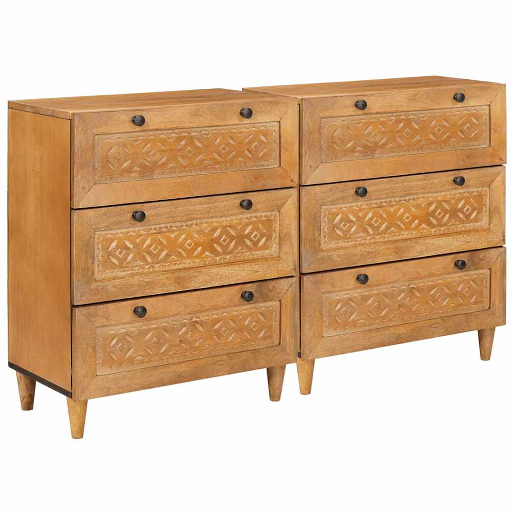 Sideboard 2 stk. 120 x 33,5 x 75 cm massives Mangoholz Braun