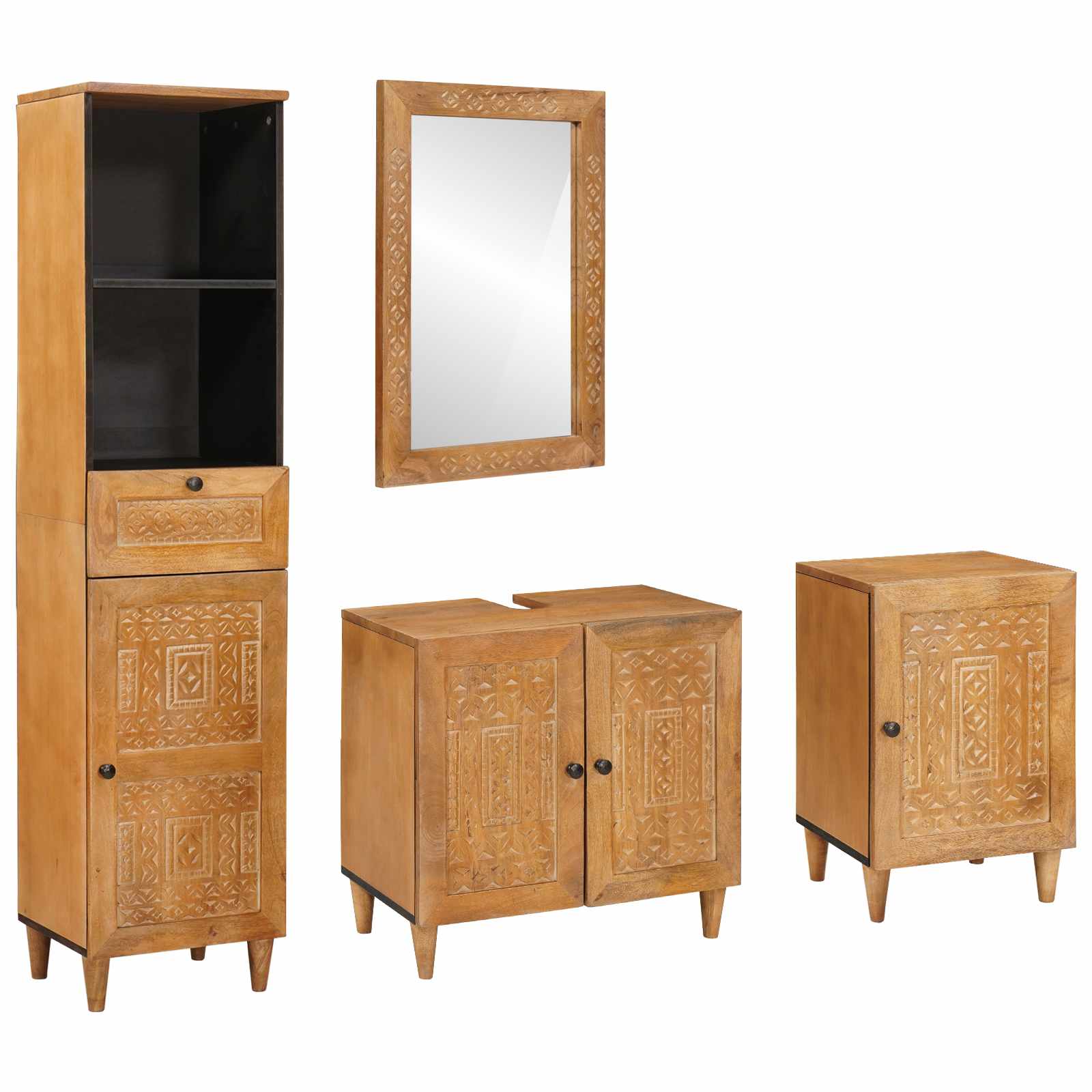 Badezimmermöbel-Set 4 Stk. Braun Holzwerkstoff
