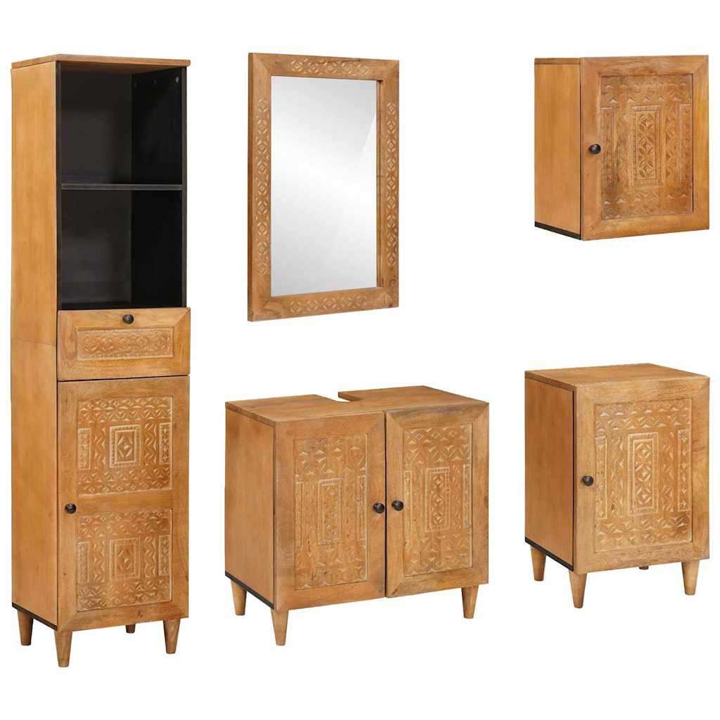 Badezimmermöbel-Set 5 Stk. Braun Holzwerkstoff