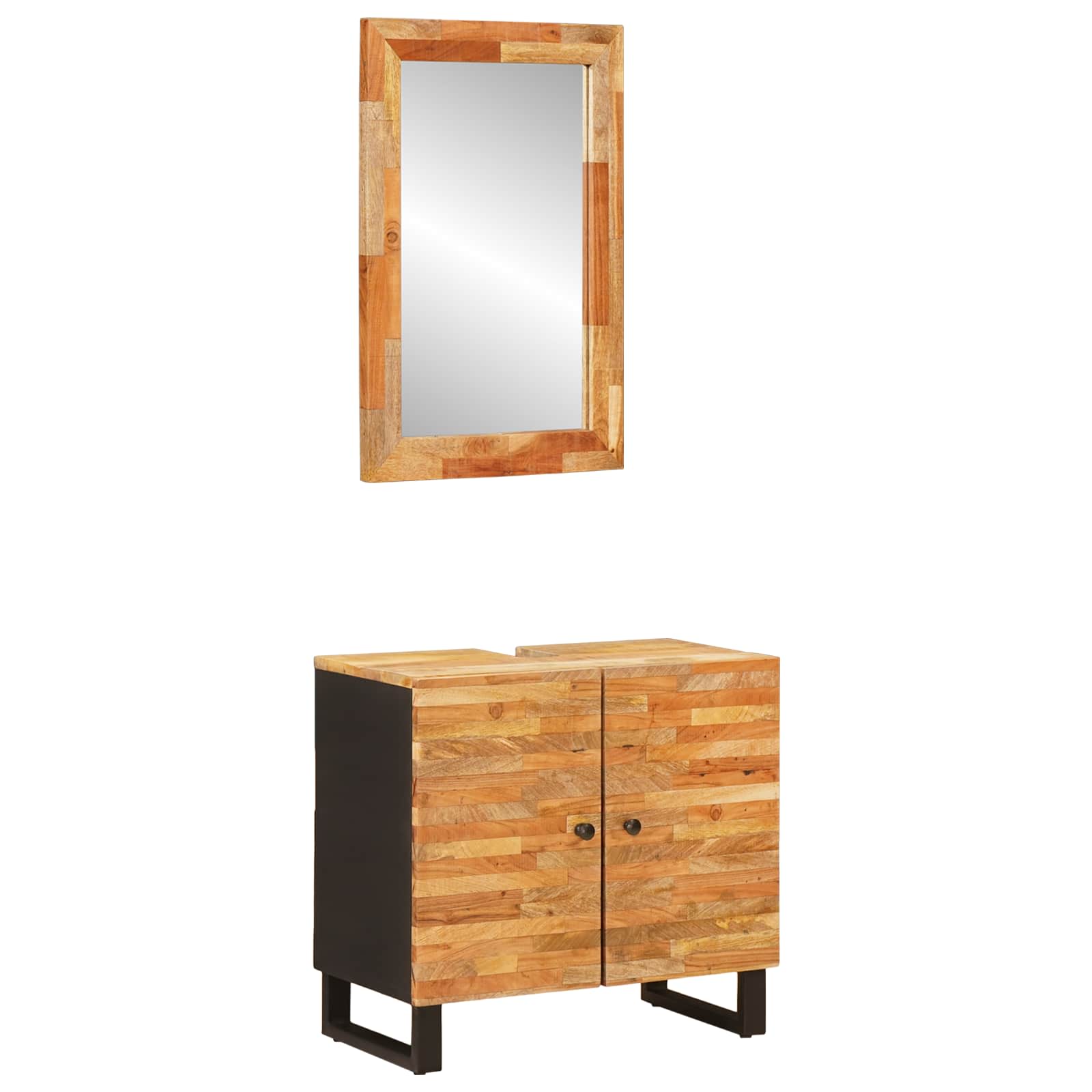 Badezimmer Sets 2 Stk. Natur Massivholz Mango