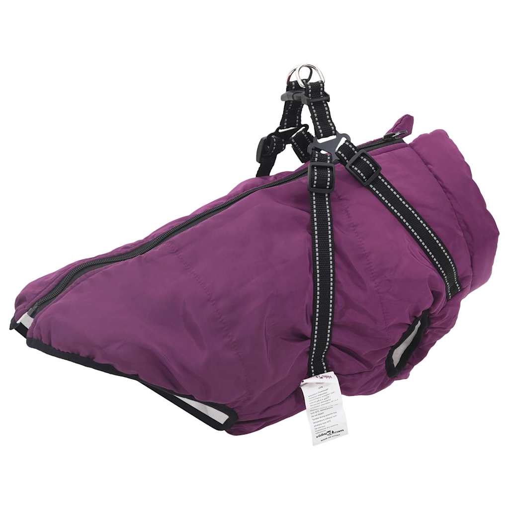 Hundemantel mit Geschirr Wasserdicht Reflektierend Lila L52