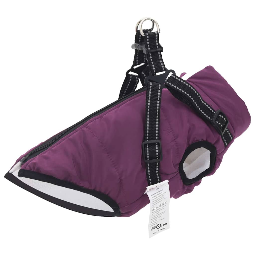 Hundemantel mit Geschirr Wasserdicht Reflektierend Lila L36