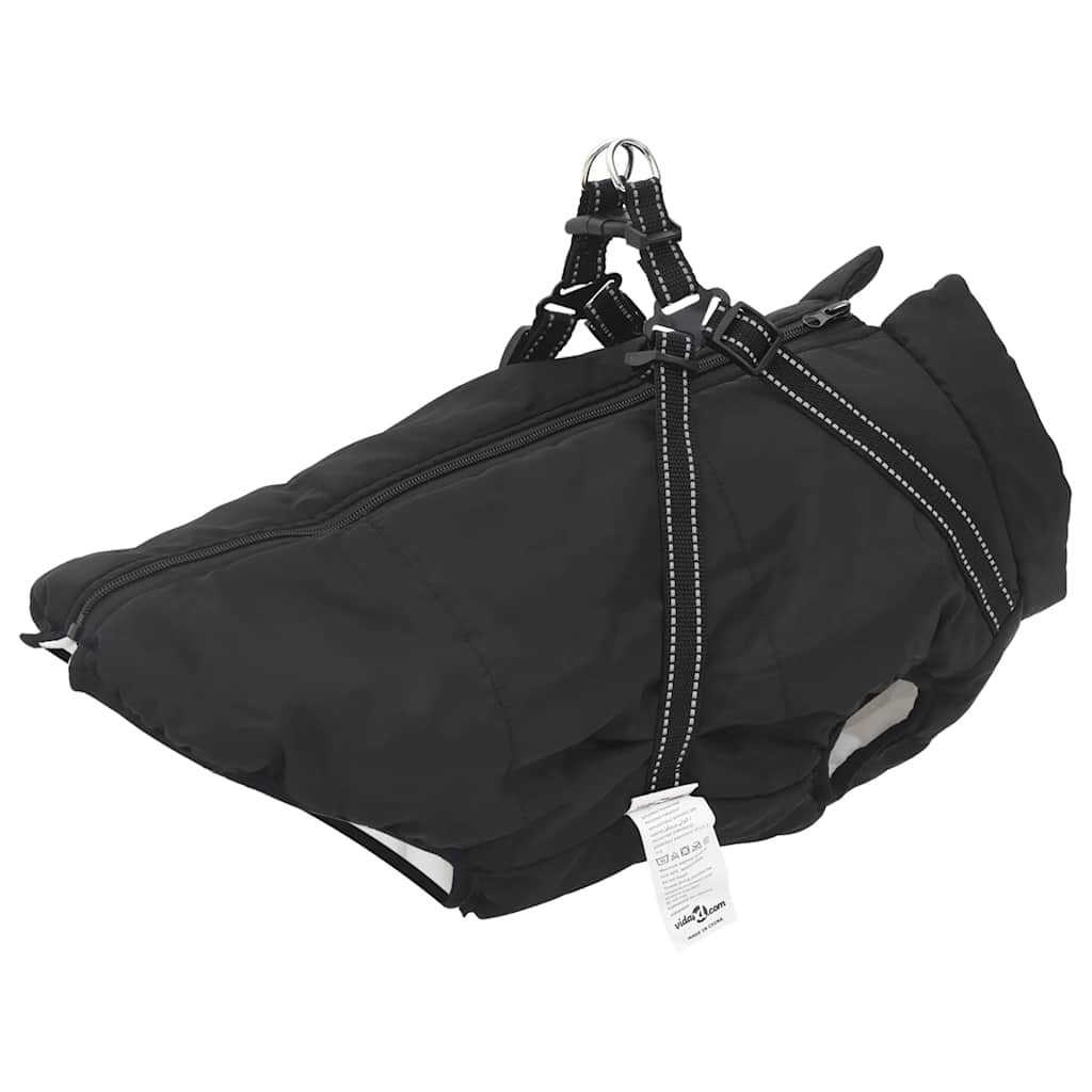 Hundemantel mit Geschirr Wasserdicht Reflektierend Schwarz L44