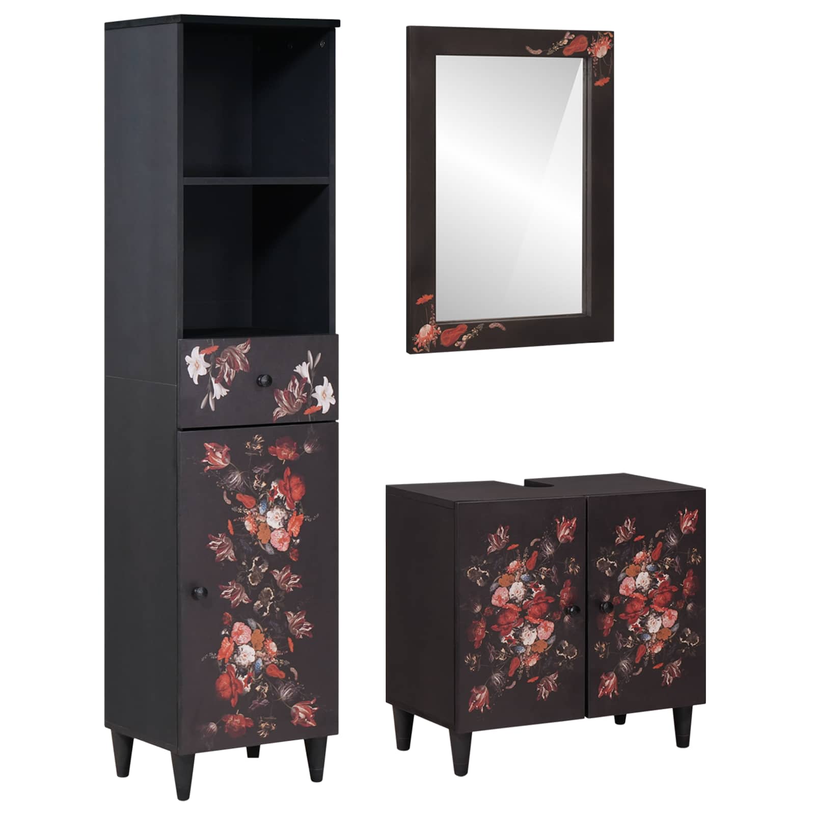 Badezimmerschrank-Set 3 Stk. Massivholz Mango