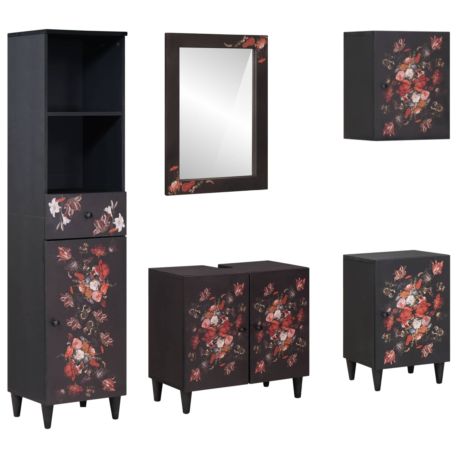 Badezimmerschrank-Set 5 stk. 62 x 33 x 58 cm Massivholz Mango