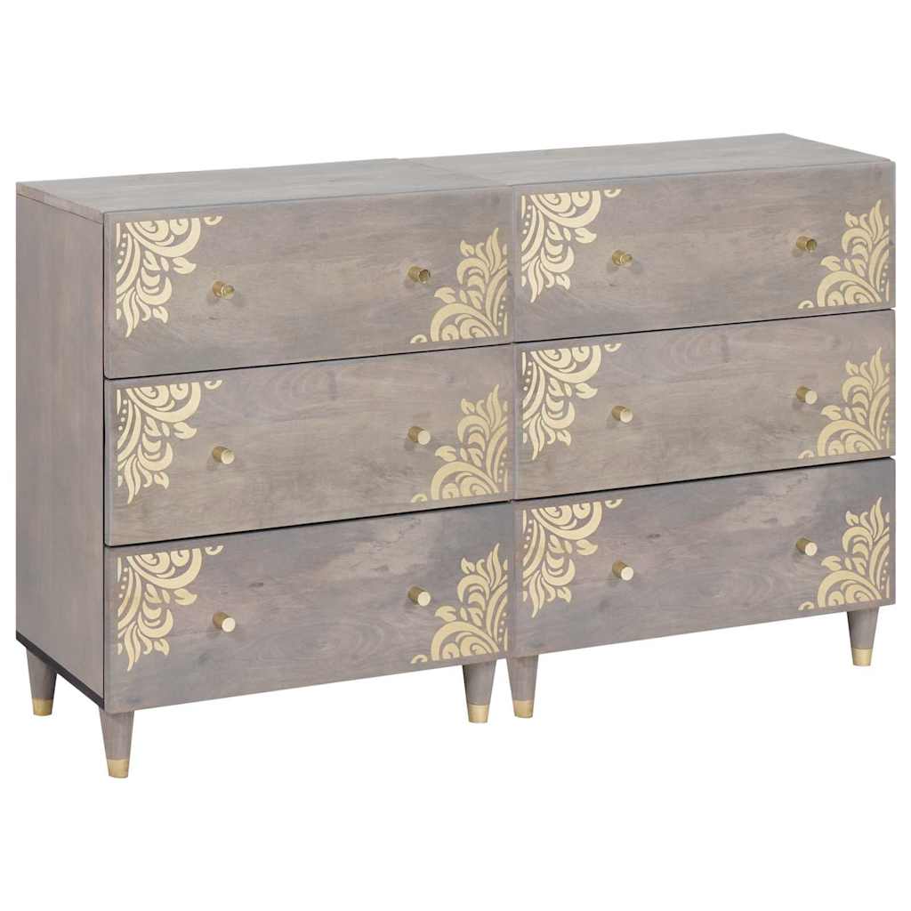 Sideboard 2 stk. 60 x 33 x 75 cm Massivholz Mango Grau