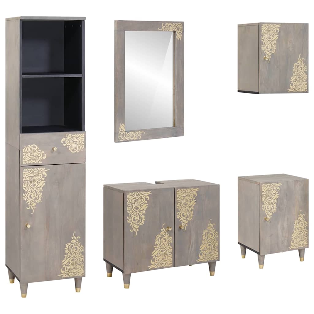 Badezimmerschrank-Set 5 stk. Grau 62 x 33 x 58 cm