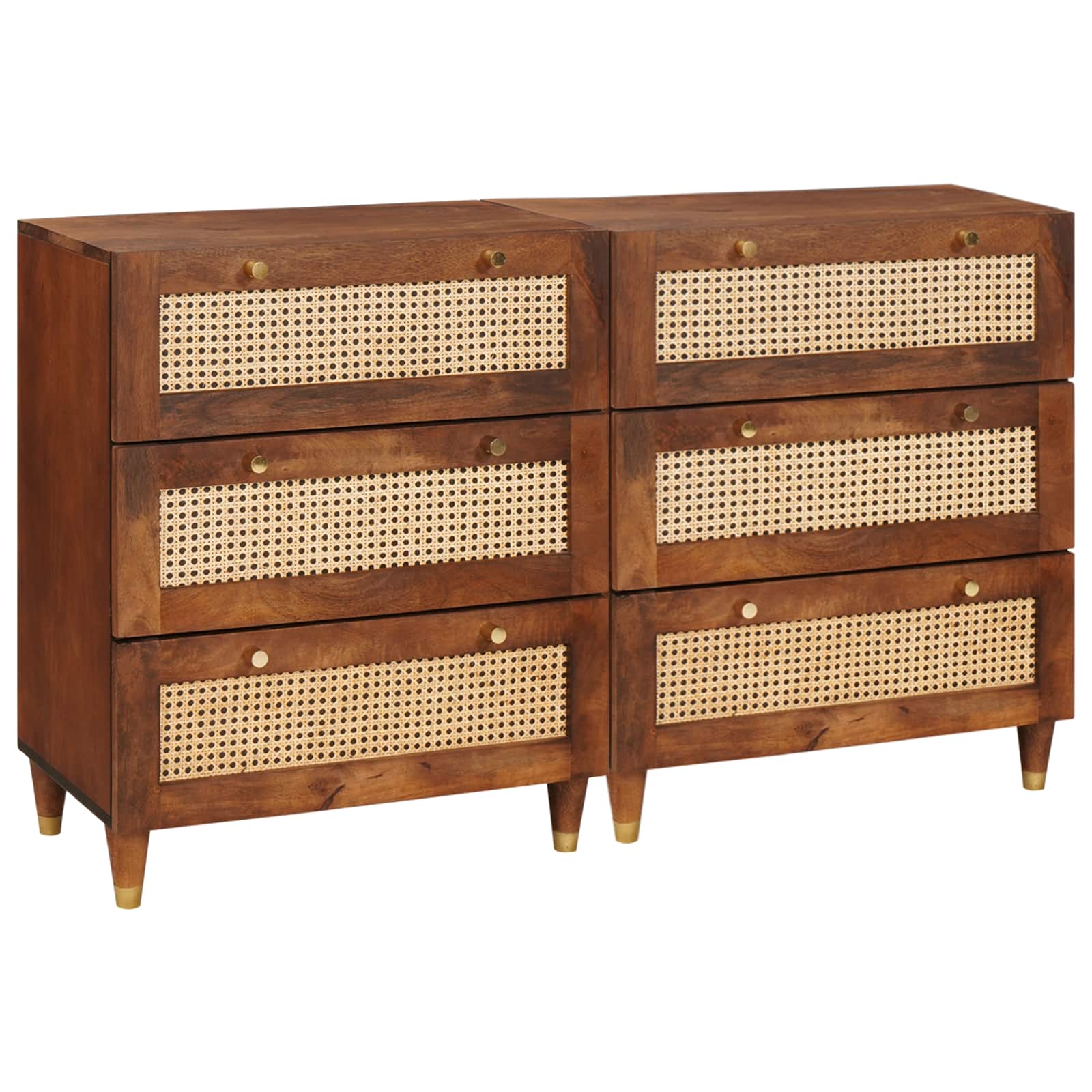 Sideboard Set 2 stk. 60 x 33,5 x 75 cm Massivholz Mango Braun
