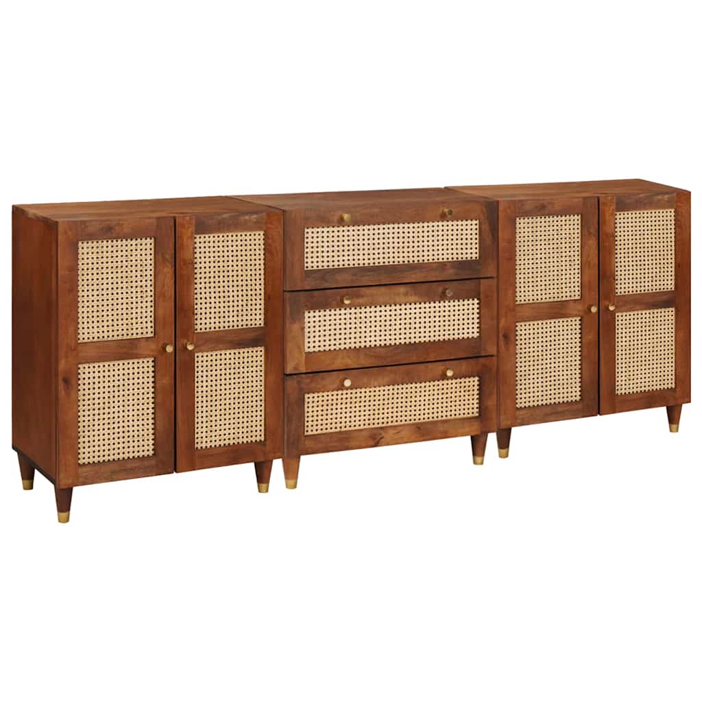 Sideboard Set 3 stk. 180 x 33 x 75 cm Massivholz Mango Braun