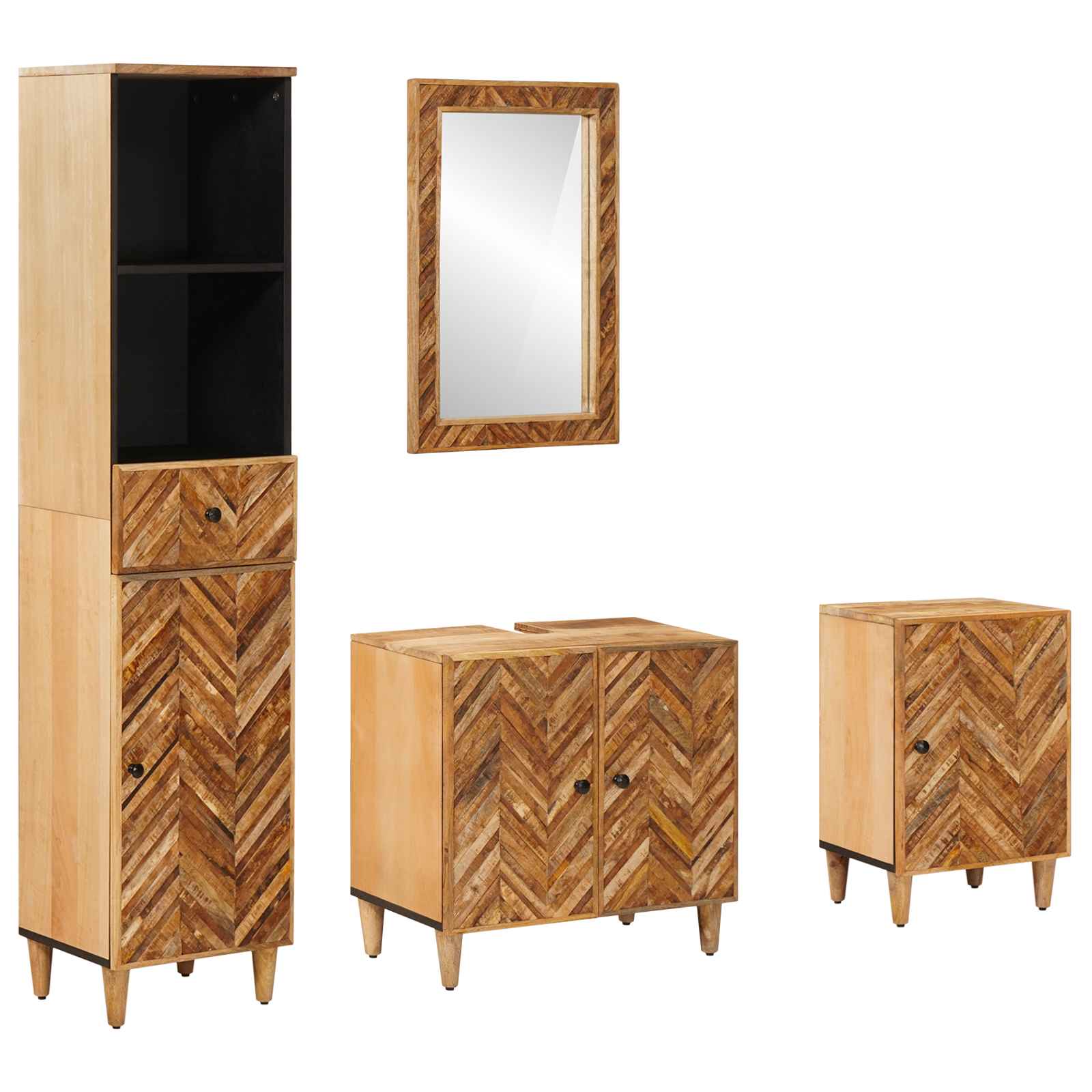 Badezimmerschrank-Set 4 Stk. Massivholz Mango