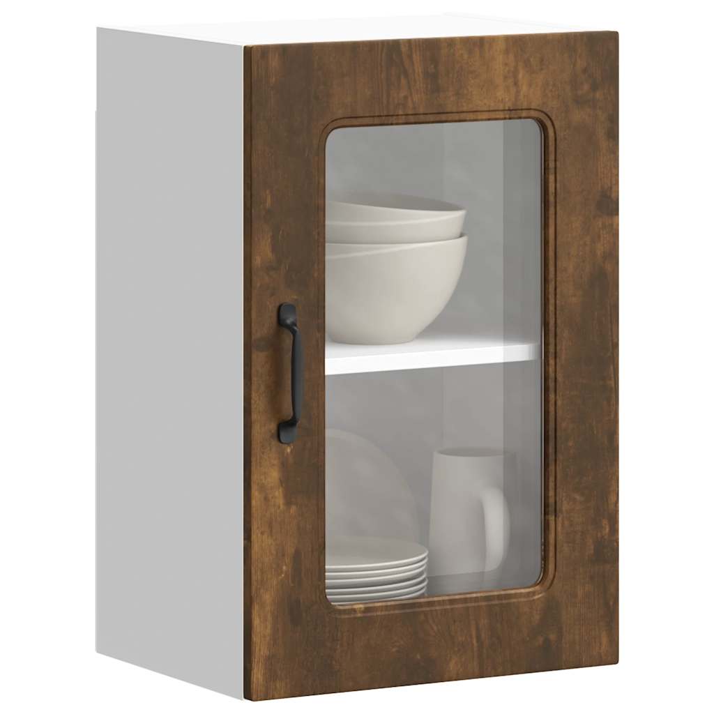 Küchen-Hängeschrank mit Glastür Kalmar Räuchereiche Holzwerkstoff