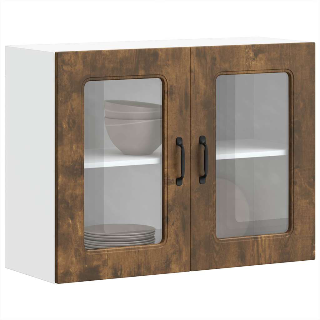 Küchen-Hängeschrank mit Glastür Kalmar Räuchereiche Holzwerkstoff