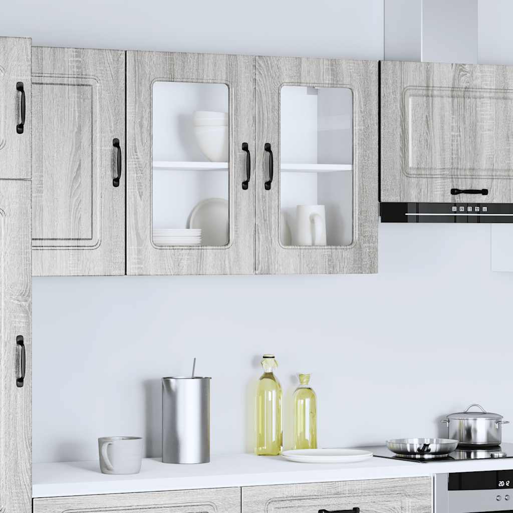 Küchen-Hängeschrank mit Glastür Kalmar Grau Sonoma Holzwerkstoff