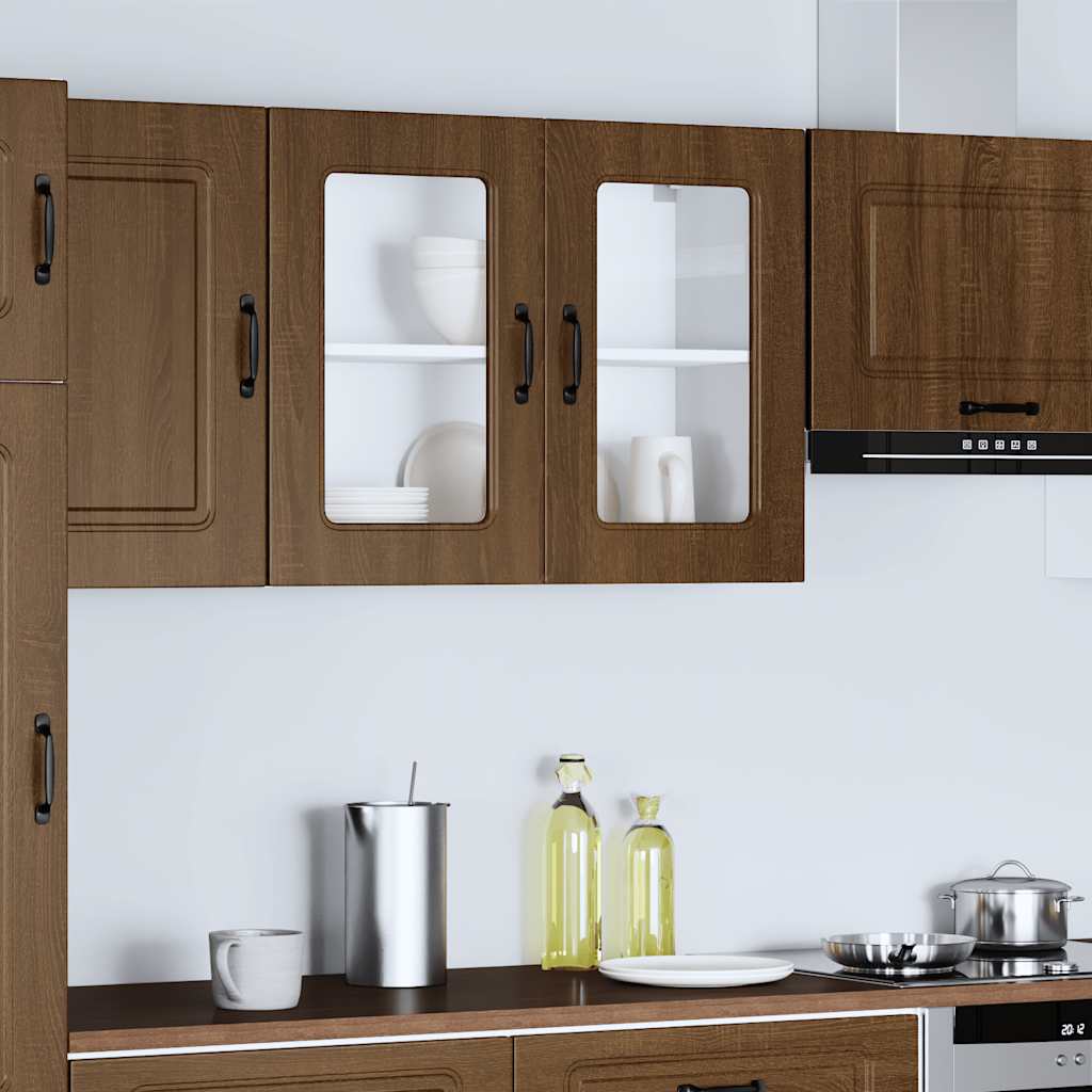 Küchen-Hängeschrank mit Glastür Kalmar Braun Eichen-Optik