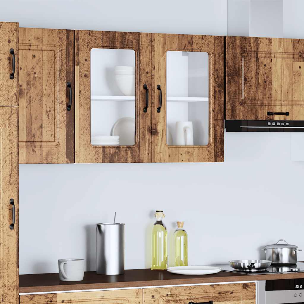 Küchen-Hängeschrank mit Glastür Altholz-Optik Holzwerkstoff