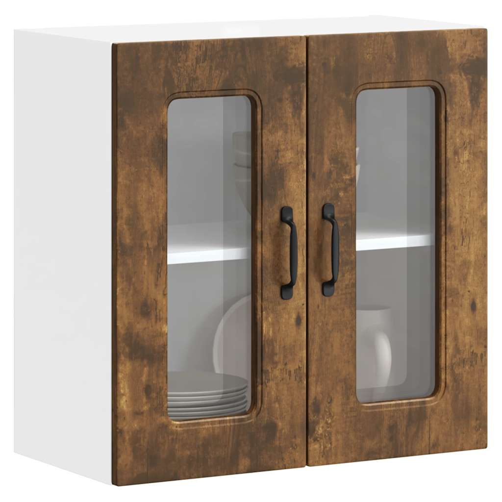 Küchen-Hängeschrank mit Glastür Kalmar Räuchereiche Holzwerkstoff
