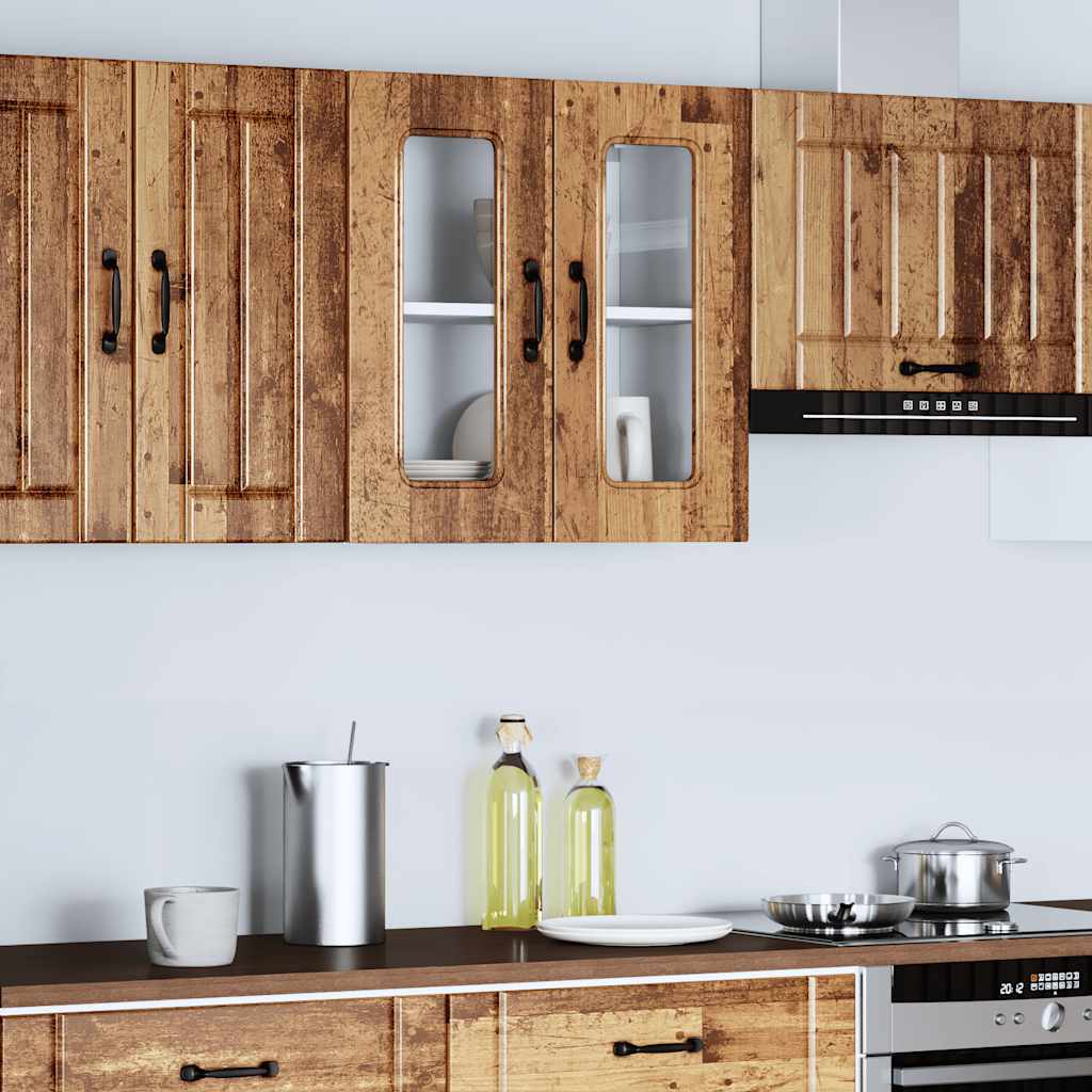 Küchen-Hängeschrank mit Glastür Kalmar Altholz-Optik Holzwerkstoff