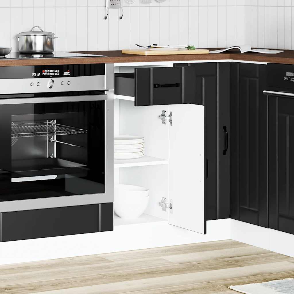 Küchen-Unterschrank Lucca Schwarz Holzwerkstoff