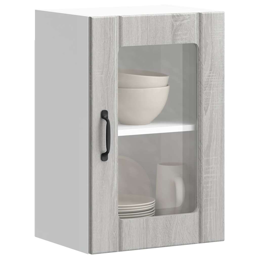 Küchen-Hängeschrank mit Glastür Lucca Grau Sonoma