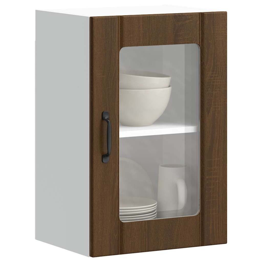 Küchen-Hängeschrank mit Glastür Lucca Braun Eichen-Optik