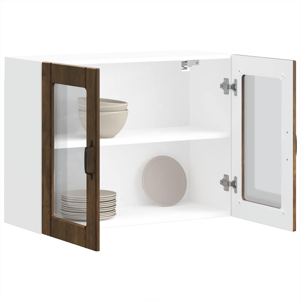 Küchen-Hängeschrank mit Glastür Lucca Räuchereiche Holzwerkstoff