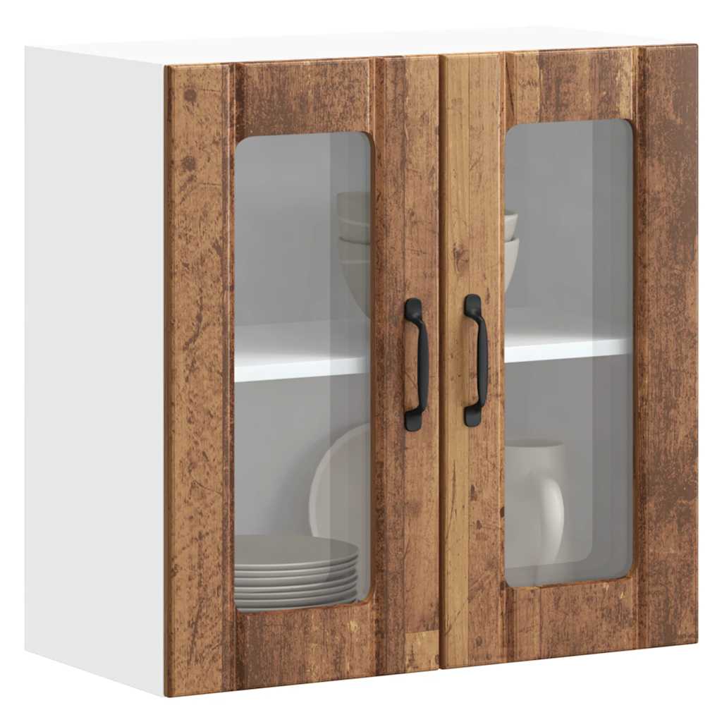 Küchen-Hängeschrank mit Glastür Lucca Altholz-Optik Holzwerkstoff