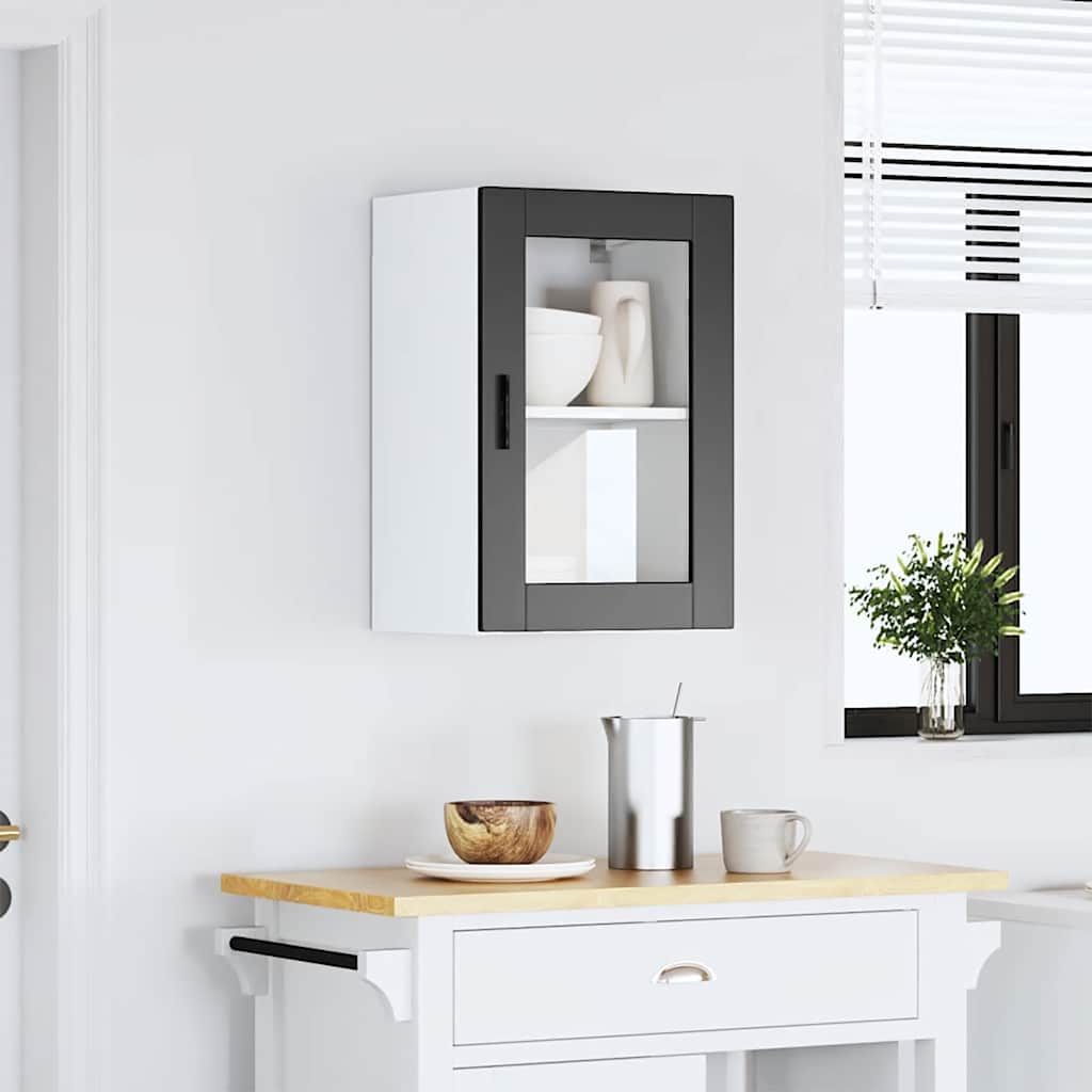 Küchen-Hängeschrank mit Glastür Porto Schwarz