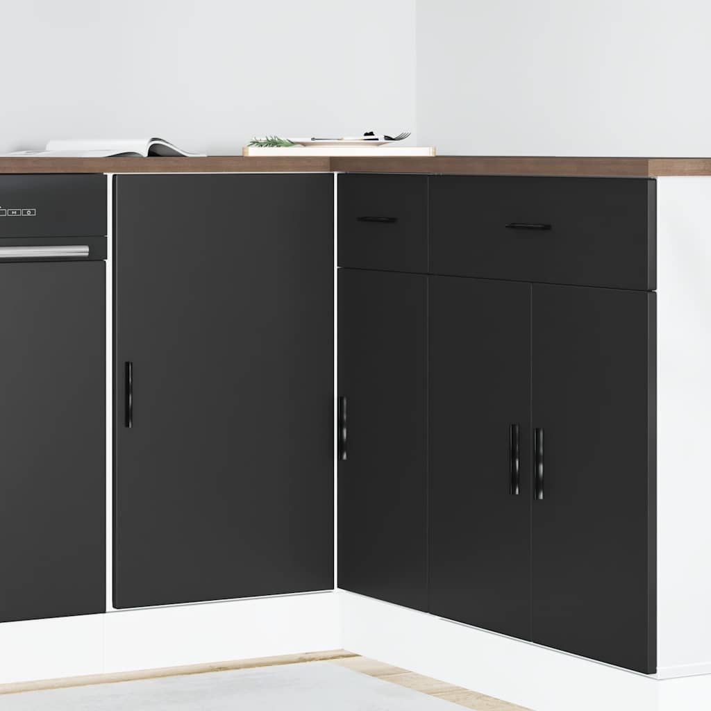 Küchenunterschrank Lyon Schwarz Holzwerkstoff
