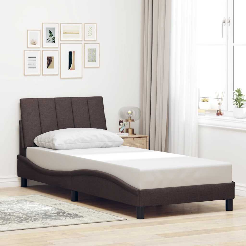 Bettgestell ohne Matratze "Hanko" Dunkelbraun 80x200 cm Stoff