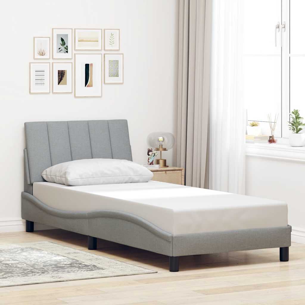 Bettgestell ohne Matratze "Hanko" Hellgrau 90x190 cm Stoff