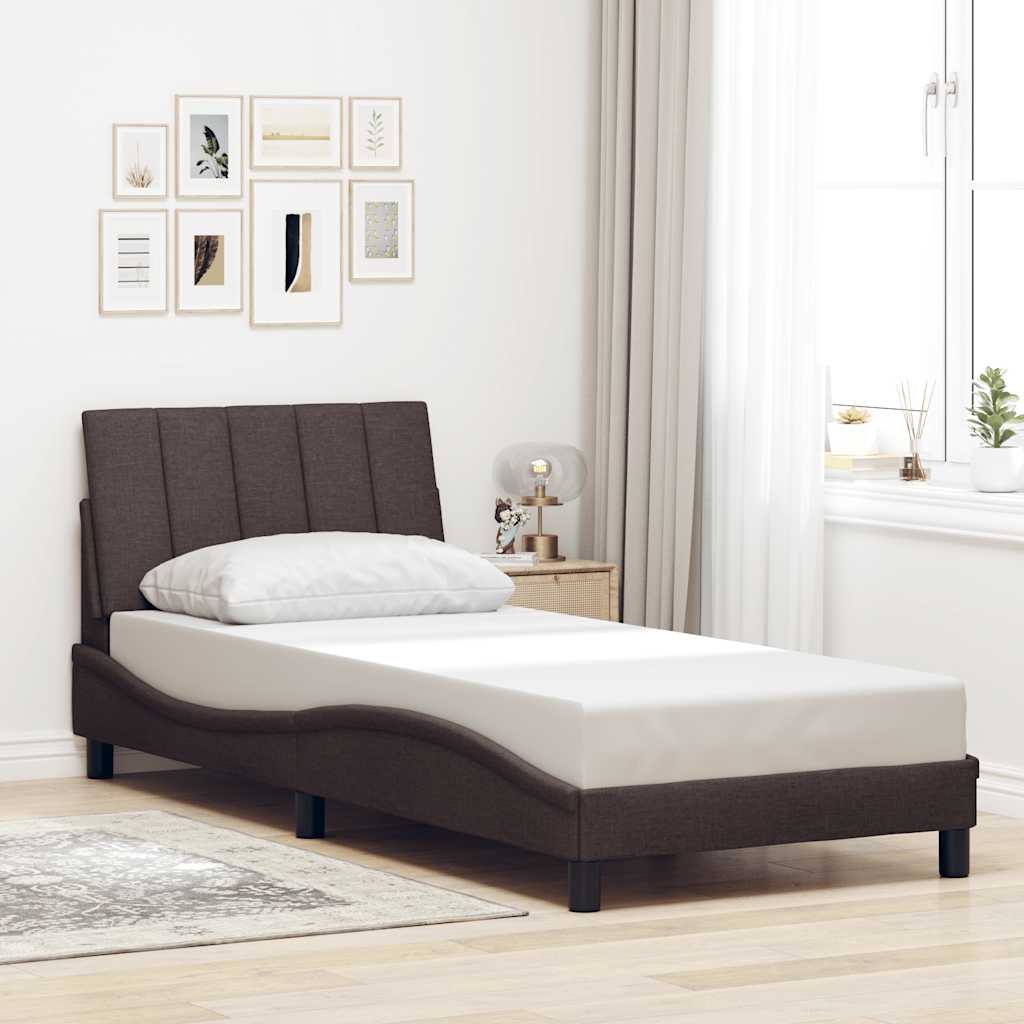 Bettgestell ohne Matratze "Hanko" Dunkelbraun 90x200 cm Stoff