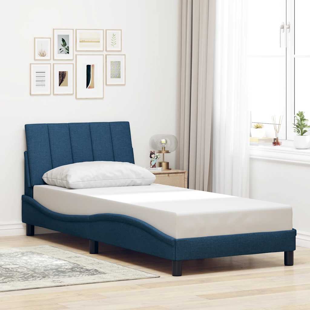 Bettgestell ohne Matratze "Hanko" Blau 90x200 cm Stoff