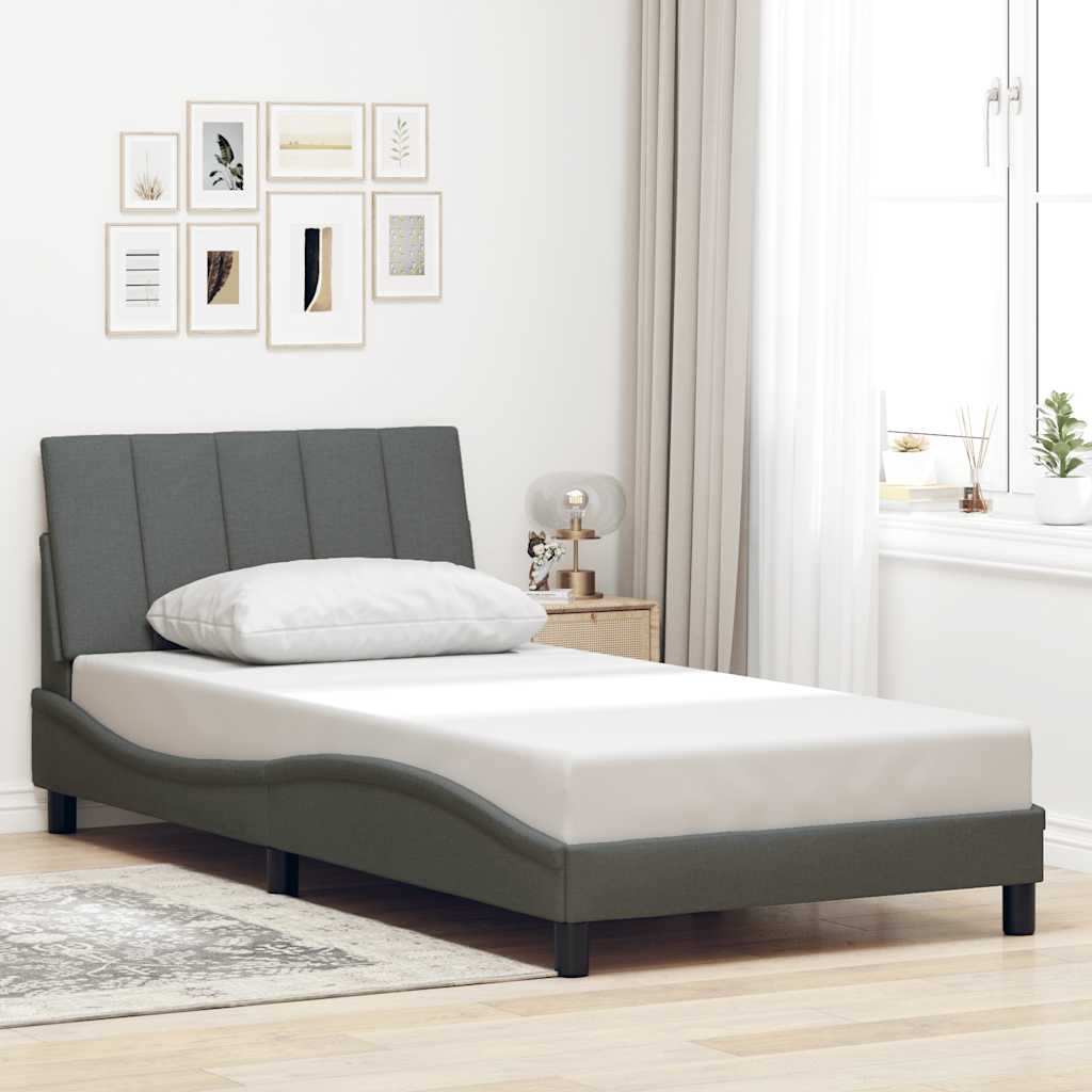 Bettgestell ohne Matratze "Hanko" Dunkelgrau 100x200 cm Stoff