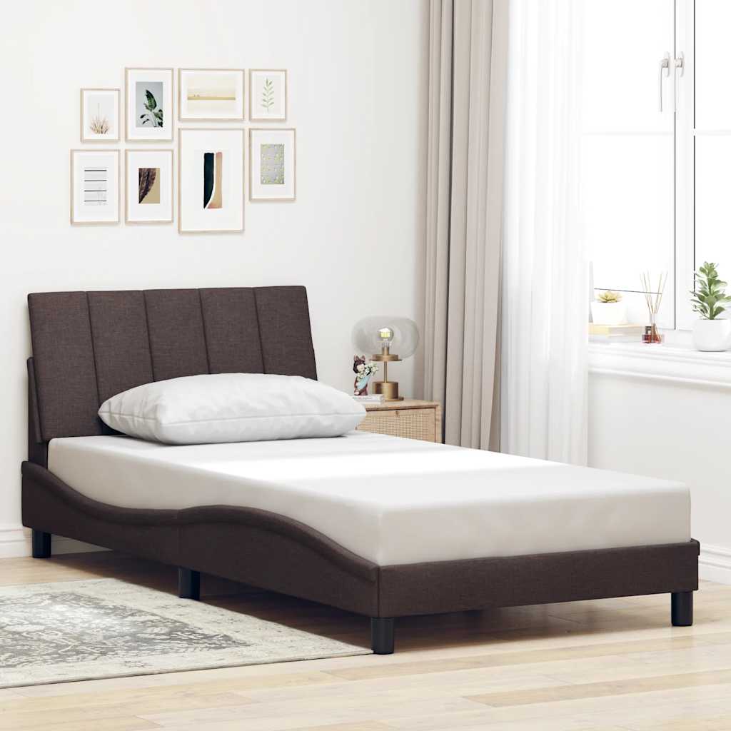 Bettgestell ohne Matratze "Hanko" Dunkelbraun 100x200 cm Stoff