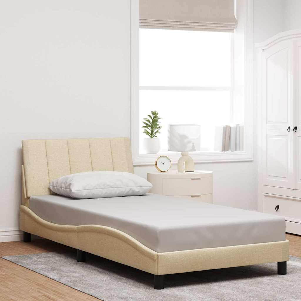 Bettgestell ohne Matratze "Hanko" Creme 100x200 cm Stoff