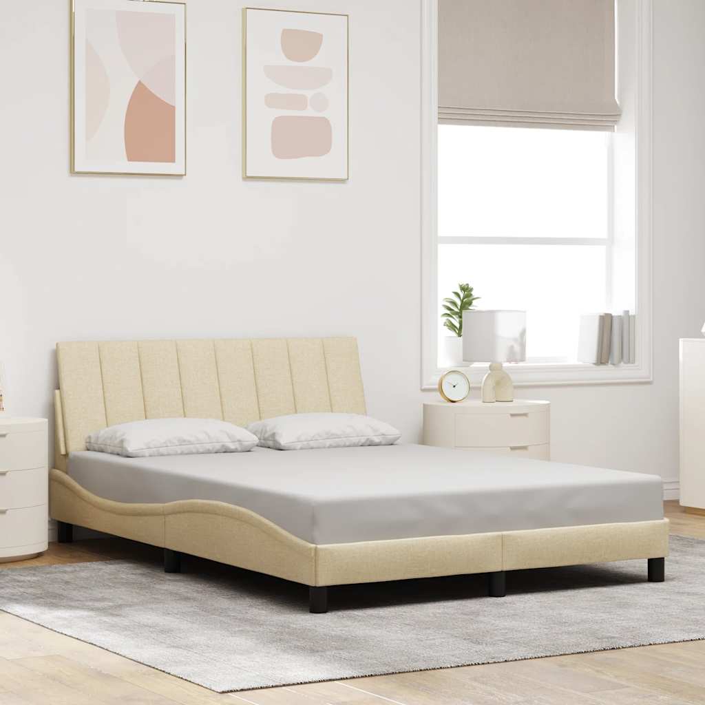 Bettgestell ohne Matratze "Hanko" Creme 140x190 cm Stoff