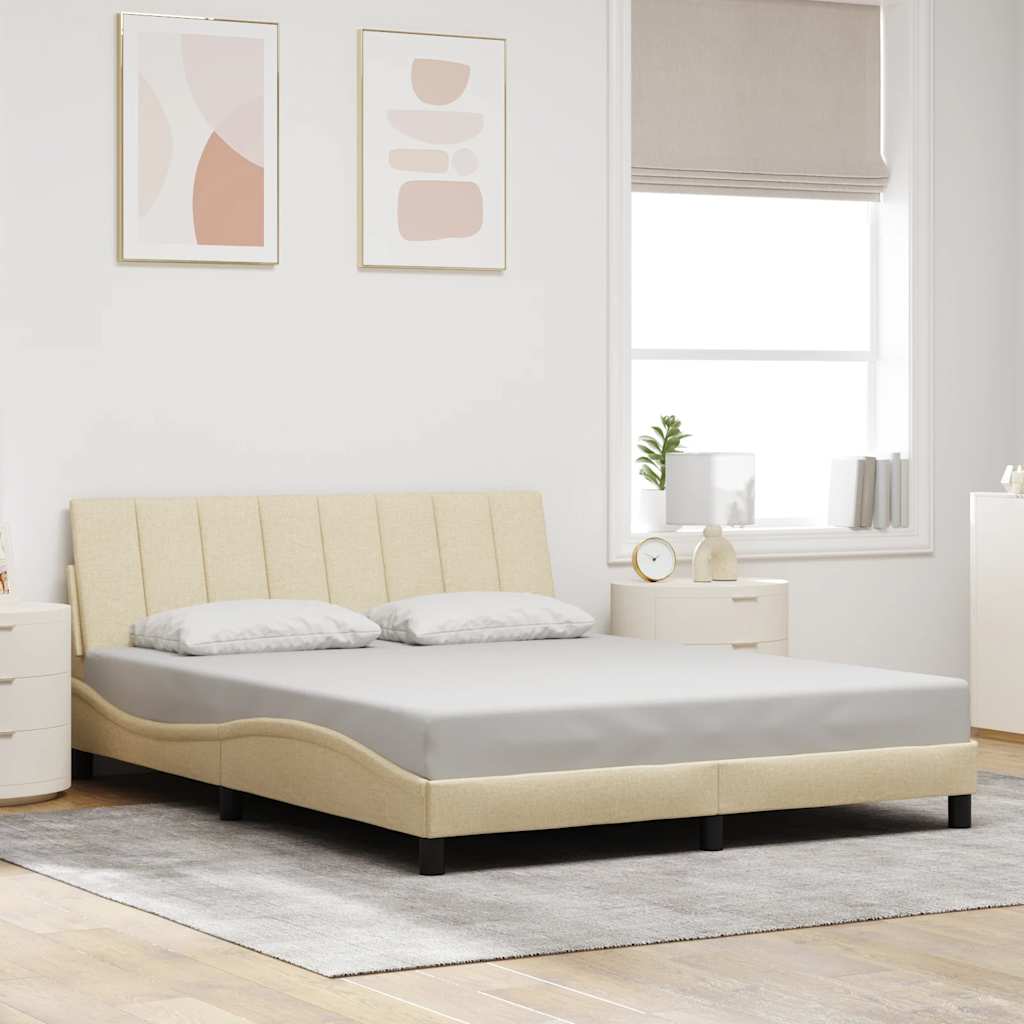 Bettgestell ohne Matratze "Hanko" Creme 160x200 cm Stoff