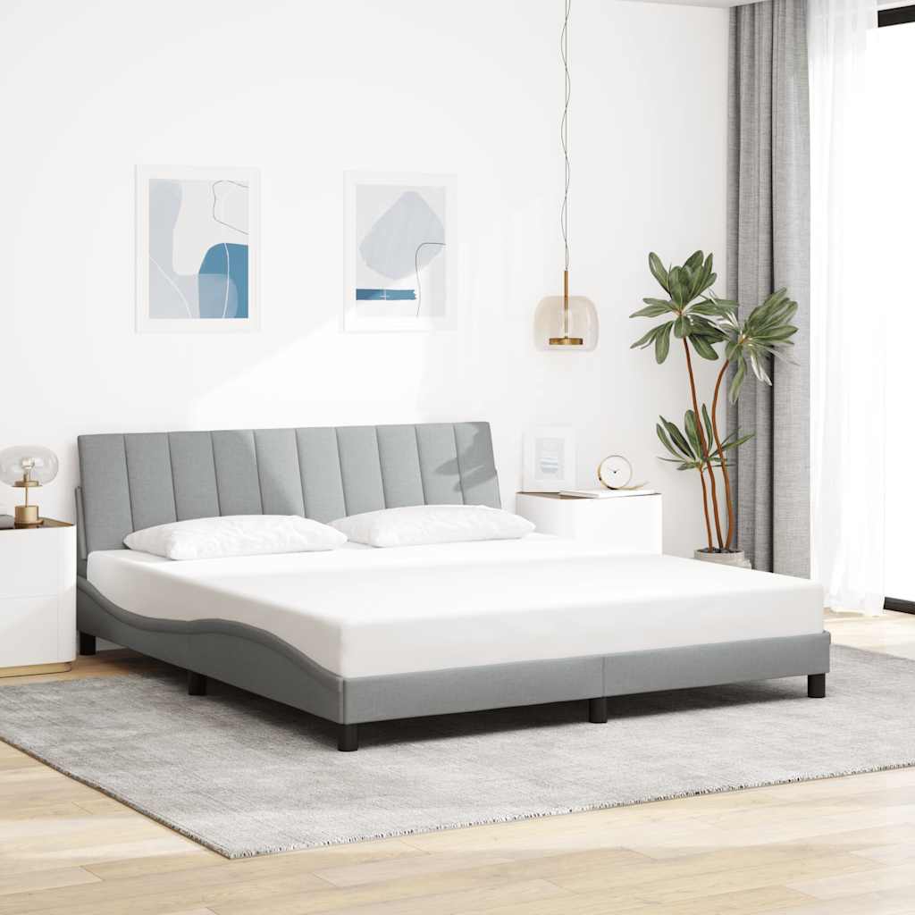 Bettgestell ohne Matratze "Hanko" Hellgrau 180x200 cm Stoff