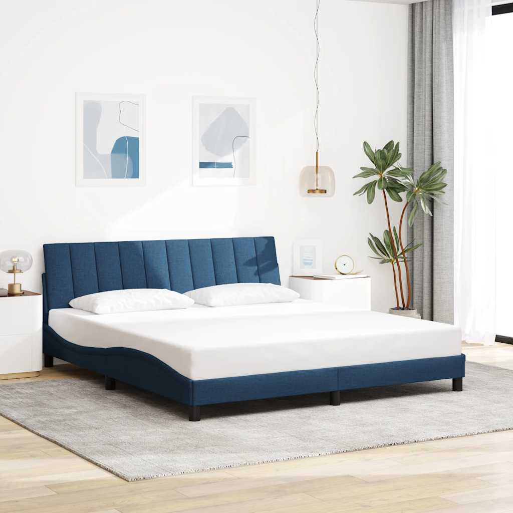 Bettgestell ohne Matratze "Hanko" Blau 180x200 cm Stoff