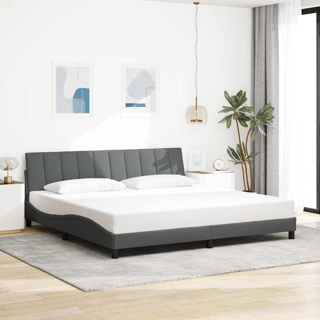 Bettgestell ohne Matratze "Hanko" Dunkelgrau 200x200 cm Stoff