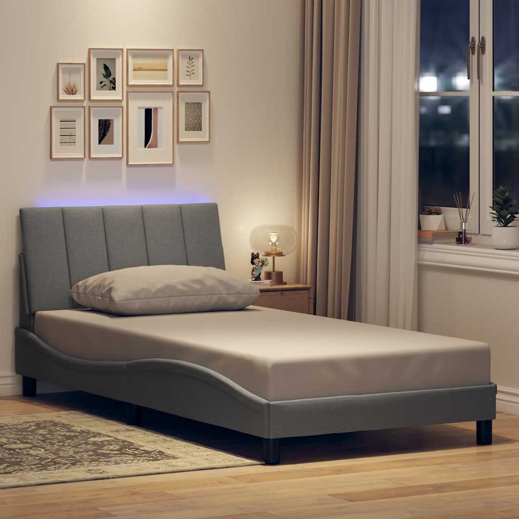 Bettgestell ohne Matratze "Hanko" Hellgrau 100x200 cm Stoff