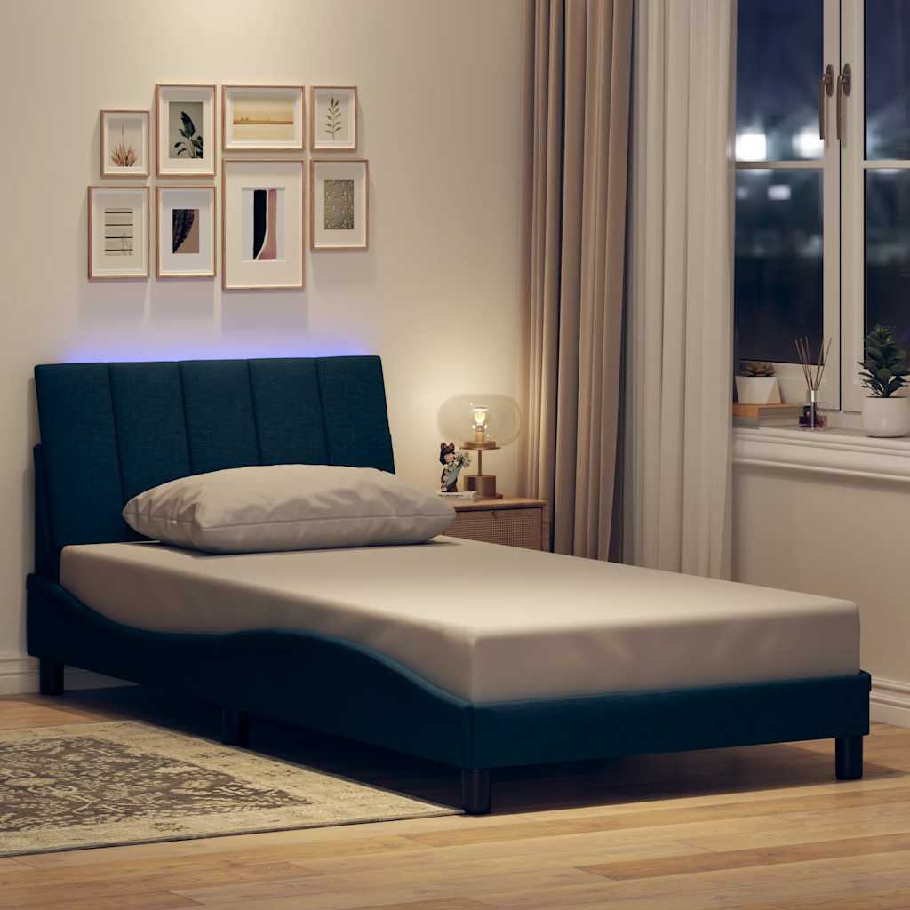 Bettgestell ohne Matratze "Hanko" Blau 100x200 cm Stoff