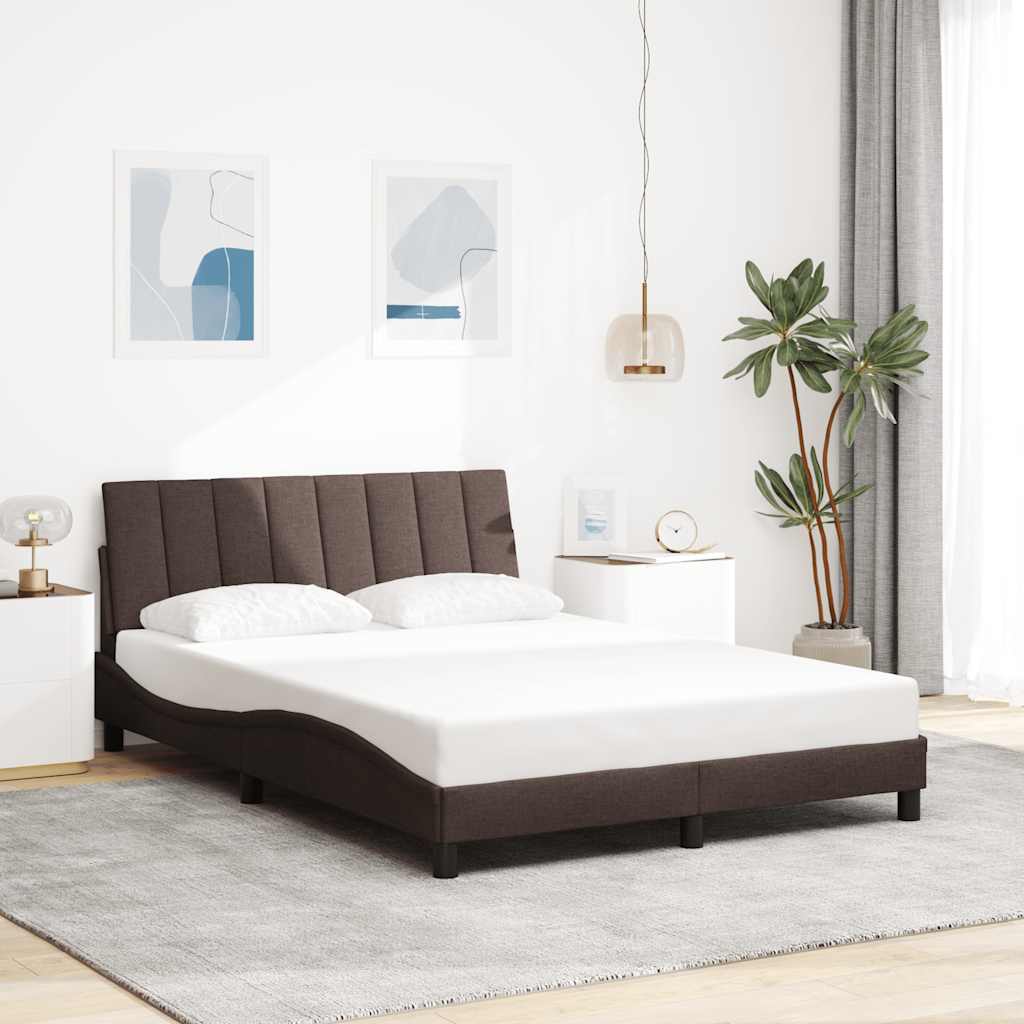 Bettgestell ohne Matratze "Hanko" Dunkelbraun 140x190 cm Stoff