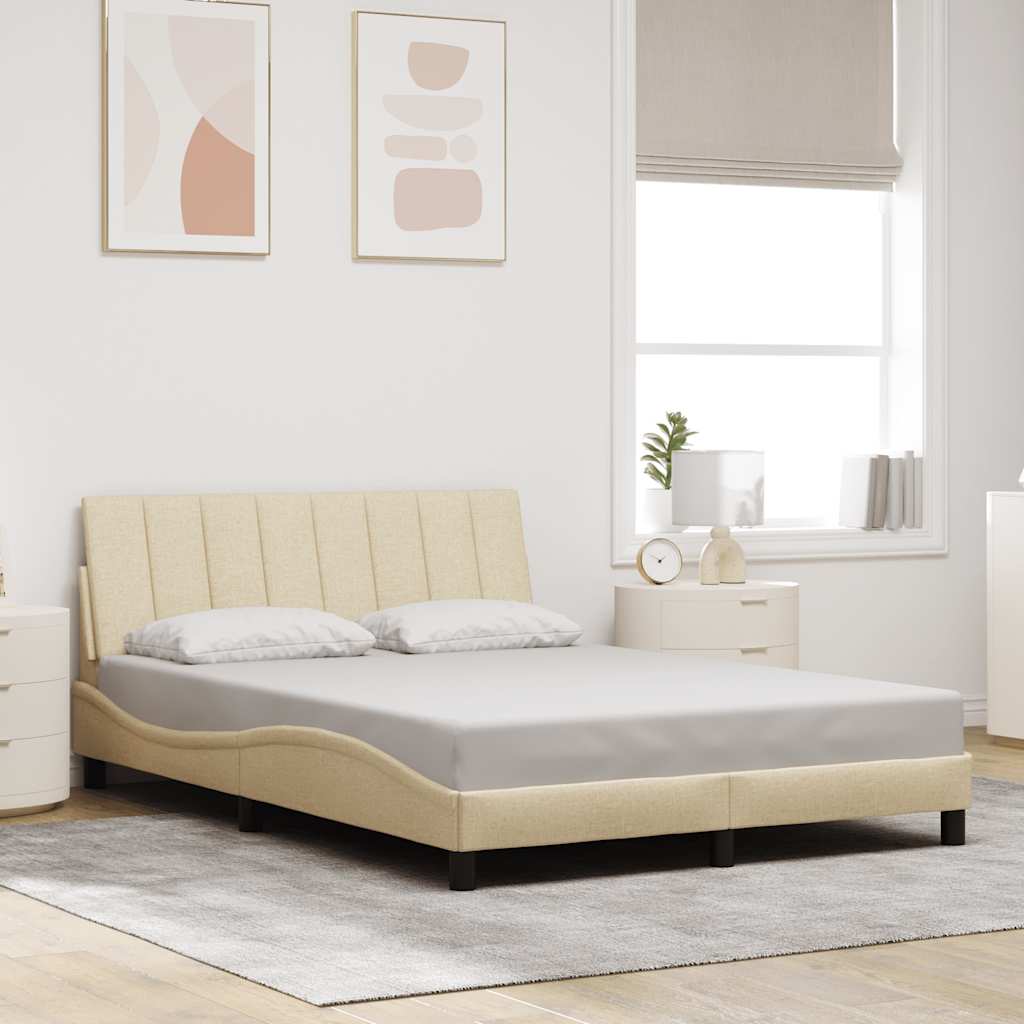 Bettgestell ohne Matratze "Hanko" Creme 140x190 cm Stoff