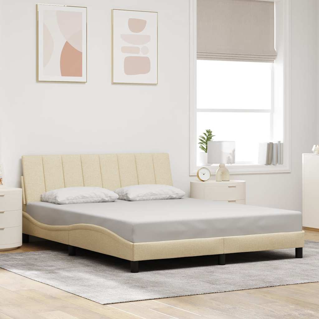 Bettgestell ohne Matratze "Hanko" Creme 160x200 cm Stoff
