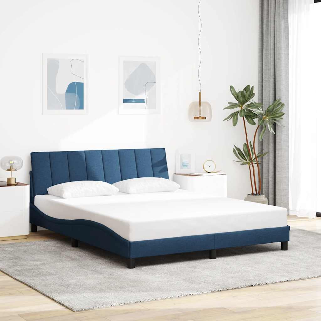 Bettgestell ohne Matratze "Hanko" Blau 160x200 cm Stoff