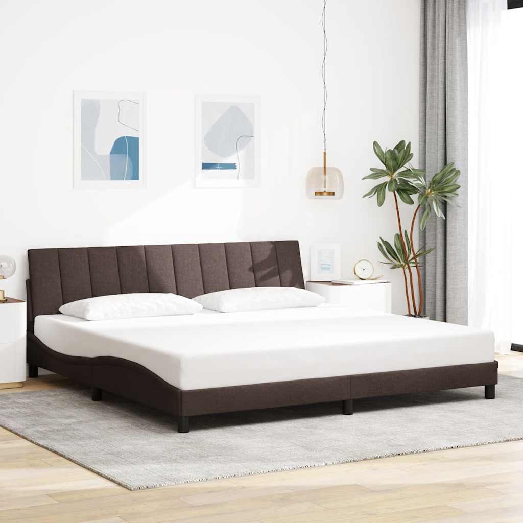 Bettgestell ohne Matratze "Hanko" Dunkelbraun 200x200 cm Stoff