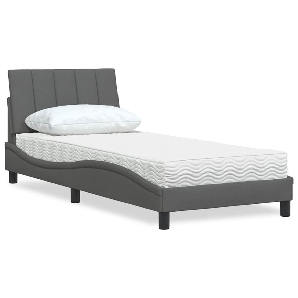 Bett mit Matratze "Hanko" Dunkelgrau 80x200 cm Stoff